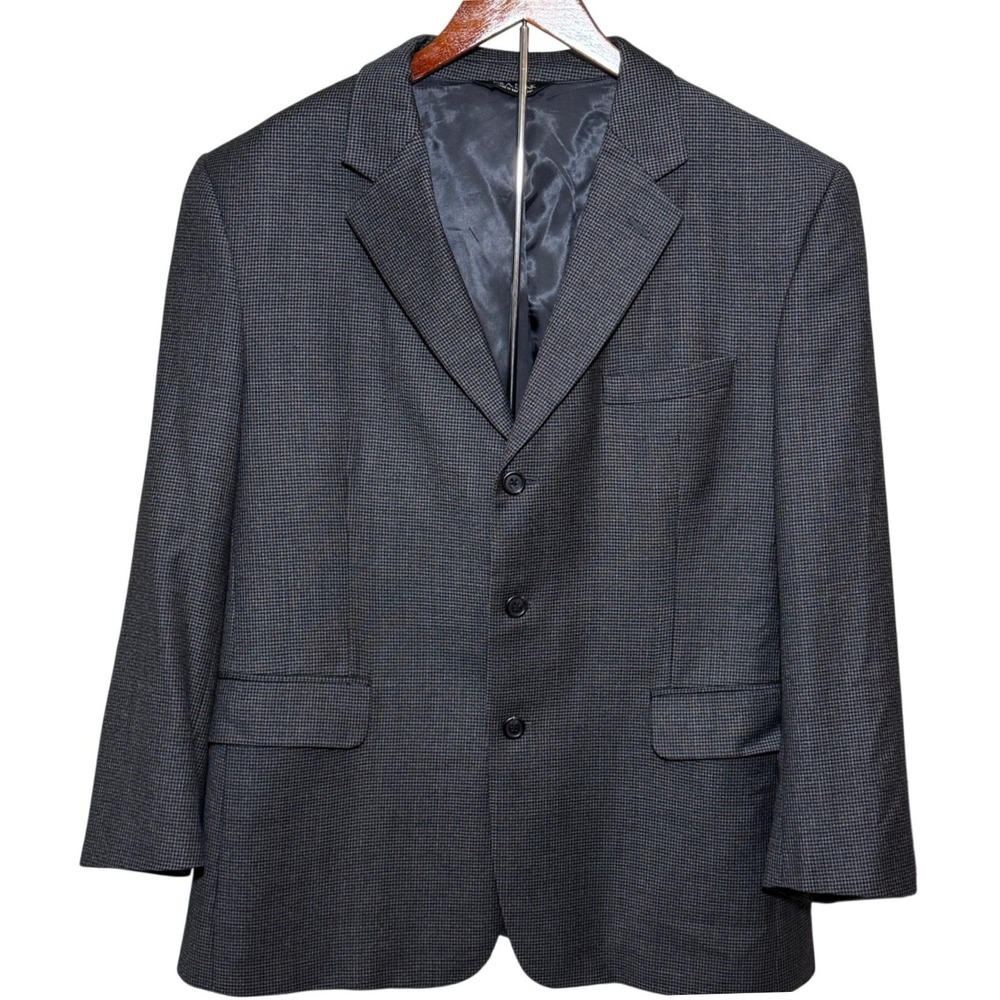 JOS A BANK Mens 44S Houndstooth Single‎ Vent Grey Wool Sport Coat Blazer Jacket
